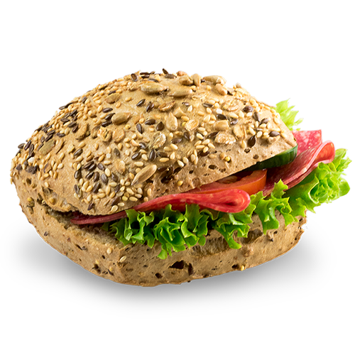 Mehrkornbrötchen Hirse-Salami