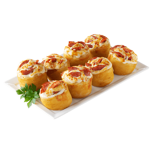 8 Dinkel-Roggen Pizzabrötchen mit Edamer und Salami