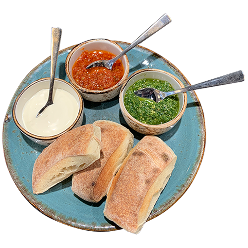 Pizzalinos con tre Salse (vegetarisch)