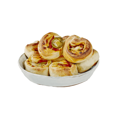 Pizza-Brötchen Chilisalami, Jalapenos und Käse