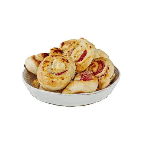 Pizza-Brötchen Salami und Käse