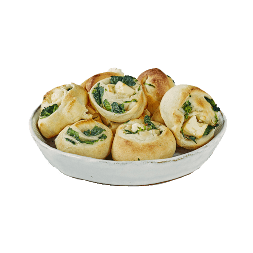 Pizza-Brötchen Spinat und Hirtenkäse