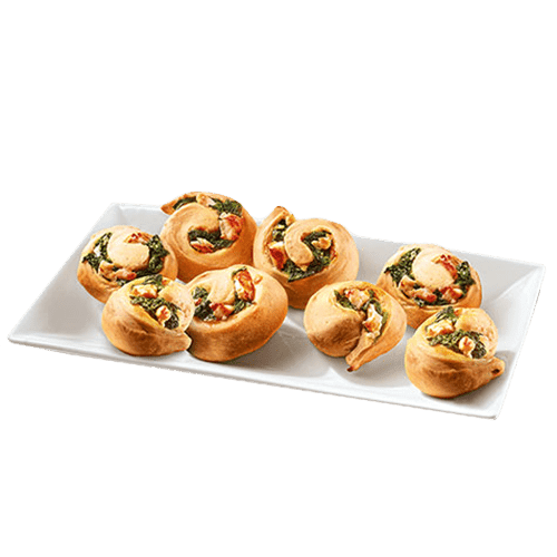 Pizza-Brötchen Spinat und Hirtenkäse