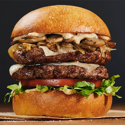 Mushroom & Bourbon Onion Burger
