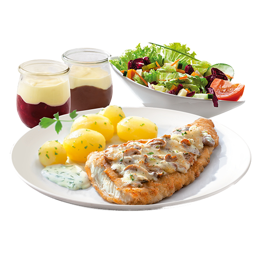 Sparmenü Fischfilet Champignon