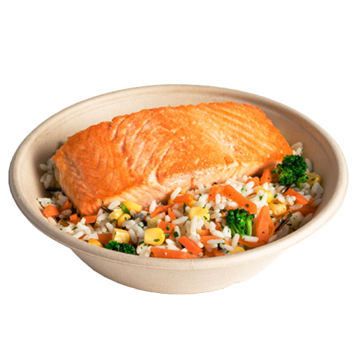 Lachsfilet mit Gemüsereis
