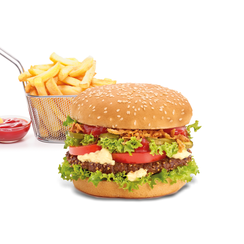 Oldschool Burger mit Max Pommes gratis