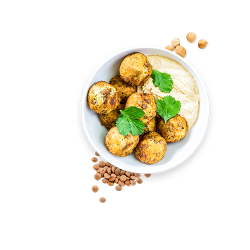 Lentil Balls und Hummus
