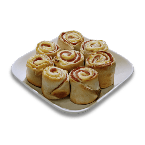 Ofenfrische Pizzabrötchen gefüllt mit Schinken (8 Stück)