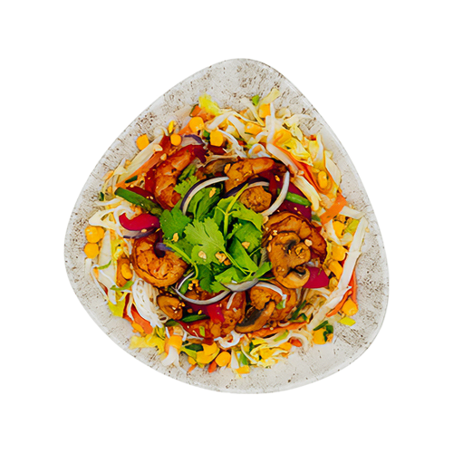 Salat-Bowl mit Tigergarnelen