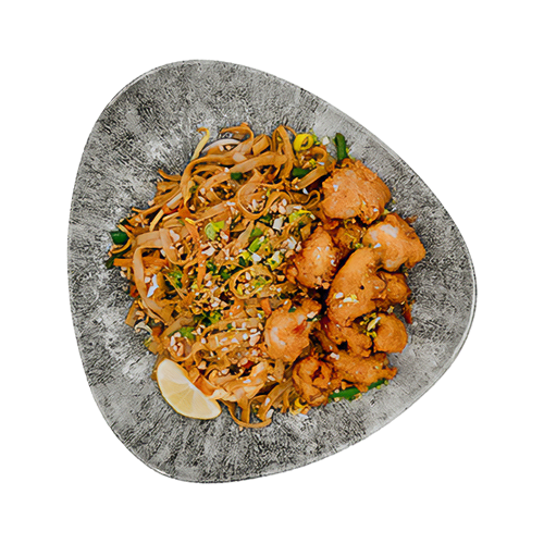 Pad Thai mit gebackenem Huhn