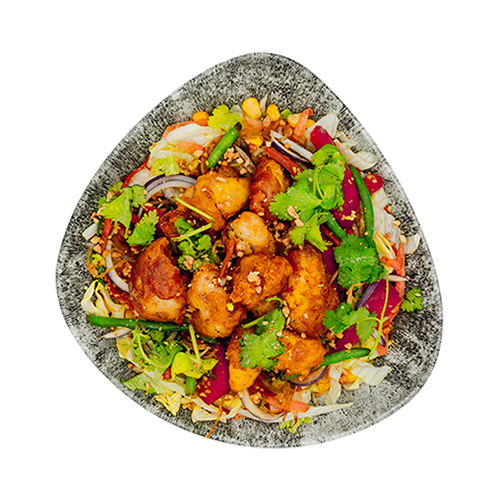 Salat-Bowl mit gebackenem Huhn