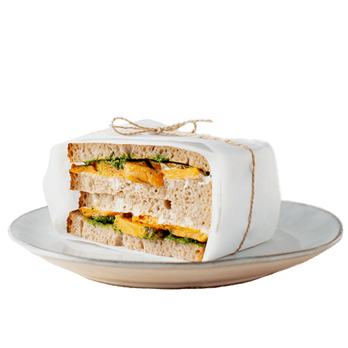 Halbe Süßkartoffel-Ziegenkäse Stulle (vegetarisch)