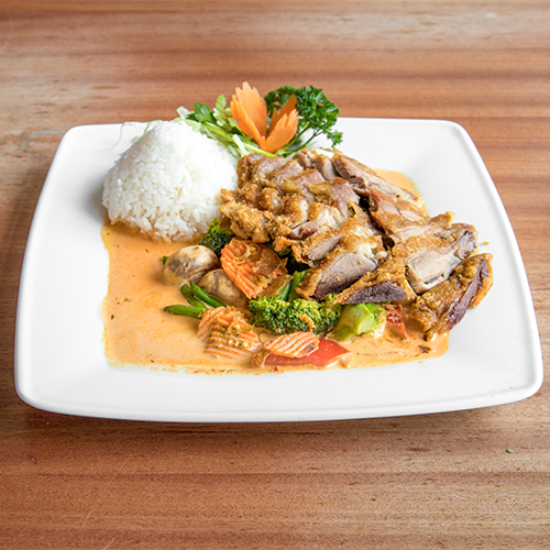 Knusprige Ente mit Currysauce