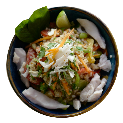 Quinoa Bowl mit Hühnerfleisch