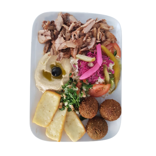 Combi Platte Hähnchenfleisch-Halloumi-Falafel