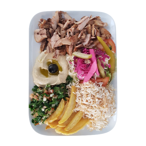 Hähnchenfleisch-Shawarma Teller