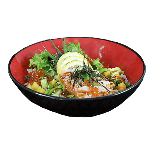 Flambierte Lachs Avocado Bowl