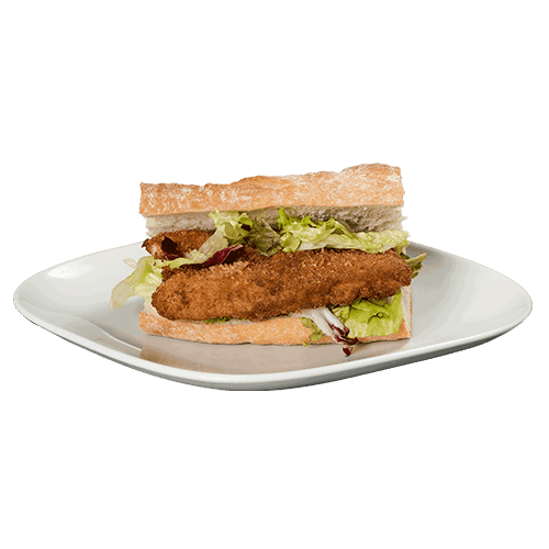 22-Baguette mit paniertem Seelachs und Remoulade