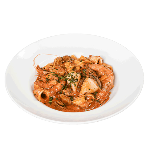 61-Pasta mit Meeresfrüchten und Tomatensauce
