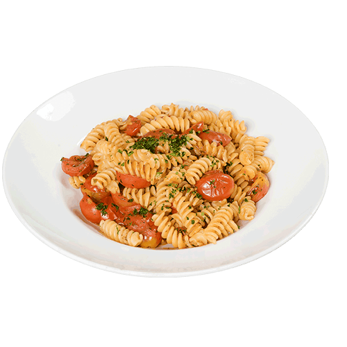 67-Pasta mit frischen Tomaten und Basilikum (vegetarisch)