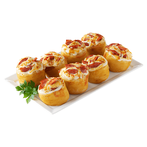 8 Pizzabrötchen mit Edamer und Salami
