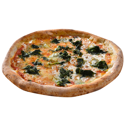 Pizza mit Gorgonzola und Spinat