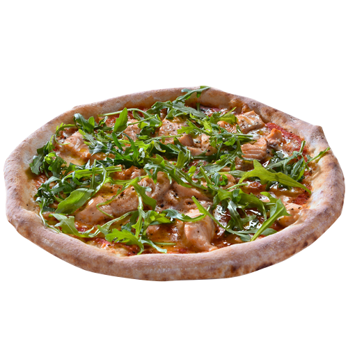 Pizza mit Lachs und Rucola