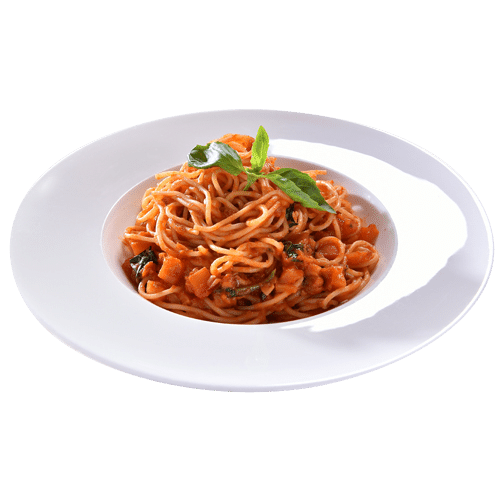 Spaghetti mit Tomaten und Basilikum