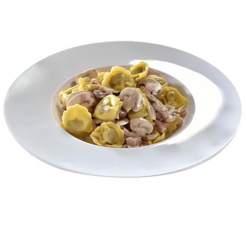 Tortellini mit Schinken, Pilzen und Sahnesauce