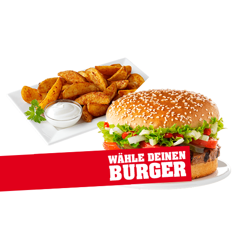 Mittag Burger nach Wahl normal