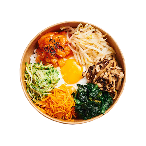 Bibimbap Bowl mit Lachsfilet