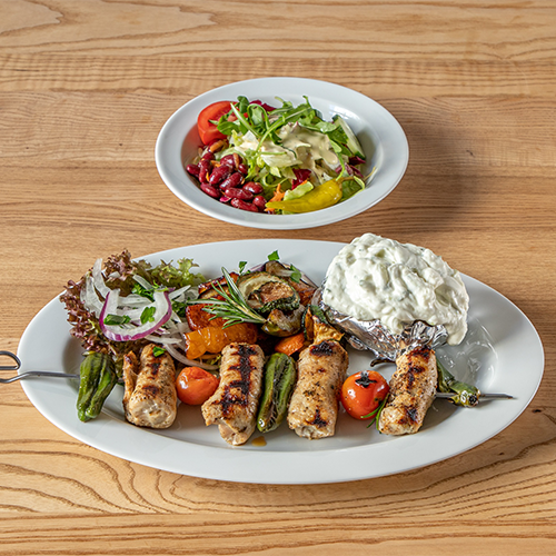 Souvlaki Sheep milk cheese stuffing