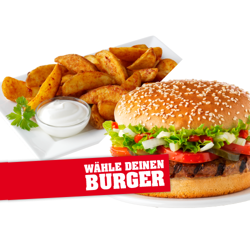 Mittag Burger nach Wahl normal