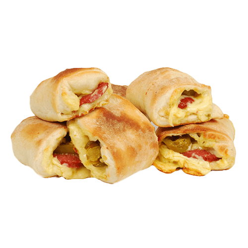 Pizzabrötchen gefüllt mit Käse, Sucuk-Jalapenos