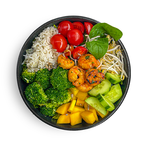 Die frische Mango-Shrimp-Bowl