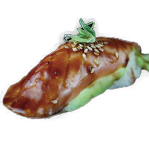 Lachs-Avocado-Nigiri, flambiert (2 Stück)