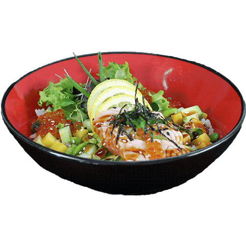 Flambierte Lachs Avocado Bowl