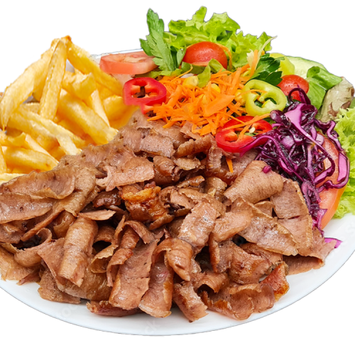 Döner Teller mit Pommes frites und Salat