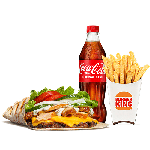 Kebab Style Tortilla mit Beef-Patty King Menü