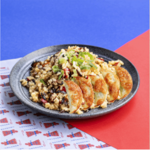 Koreanisches Veggie Gebratener Reis mit Mandu Korean Gyoza