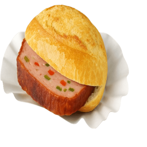 Pizzaleberkäse im Brötchen