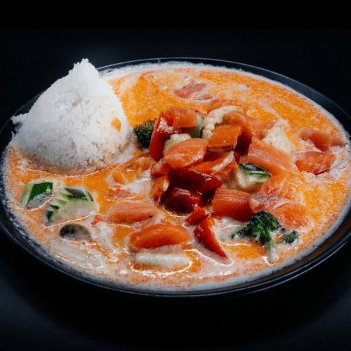 Red Curry mit Lachs (sehr scharf)