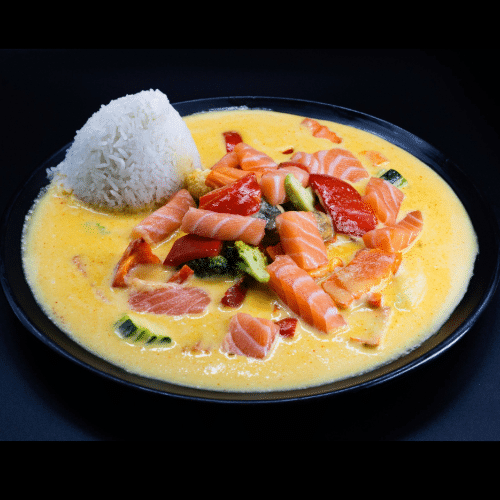 Yellow Curry mit Lachs (leicht scharf)