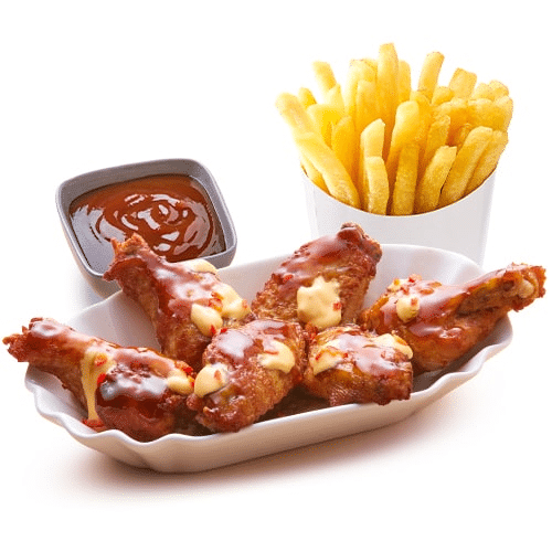 BBQ Thunder Topped Wings Menü (6 Stück)