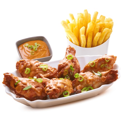Peanut Delight Topped Wings Menü (6 Stück)