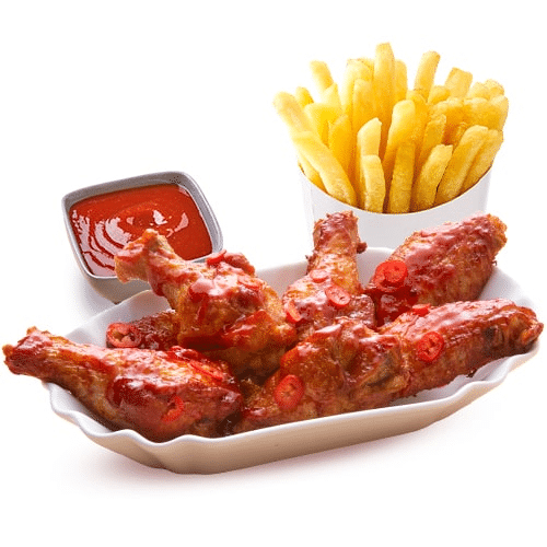 Sriracha Topped Wings Menü (6 Stück)