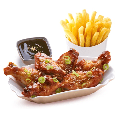 Teriyaki Topped Wings Menü(6 Stück)