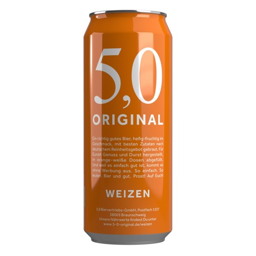 5.0 Weizen Bier 0.5l (EINWEG)