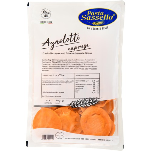 Pasta Sassella Frische Agnolotti Tomate-Mozzarella 500g